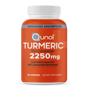 QUNOL Turmeric Curcumin with Black Pepper Supplement, 2250mg Turmeric Extract (95% Curcuminoids), Enhanced Absorption, Antioxidant Rich, Gluten Free, Bone & Joint Support
